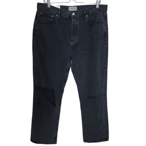 Agolde Riley High Rise Straight Black Washed Jean New With Tags Size 32